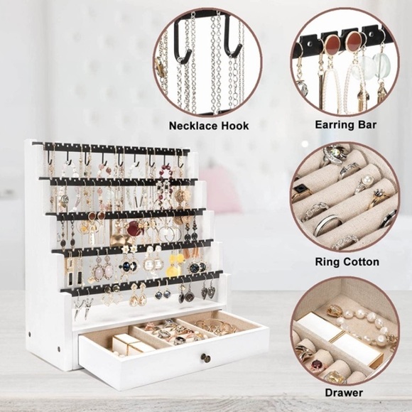 🆕 Jewelry Necklace Stud Bracelet Earring Ring Organizer Holder Stand Display - Picture 3 of 4